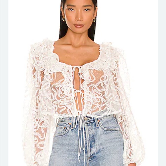 For Love And Lemons Tatiana Blouse Revolve in White - Picture 1 of 4